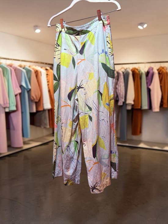 gorman Pants - Gorman x Kaitlin Johnson artist collaboration linen wide leg L pastel/ Floral.